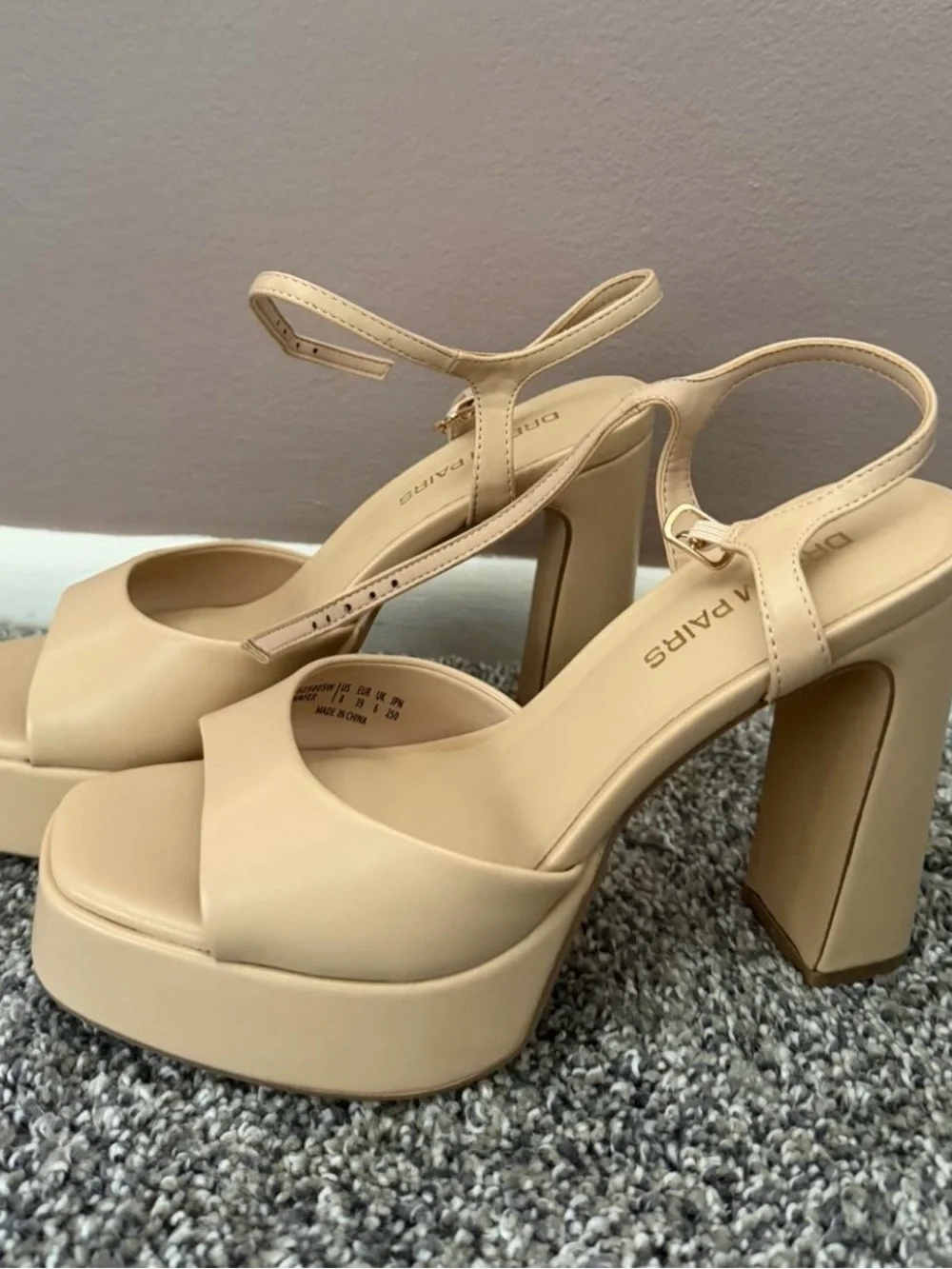 Brand New Platform Block Heel Sandals in Nude by